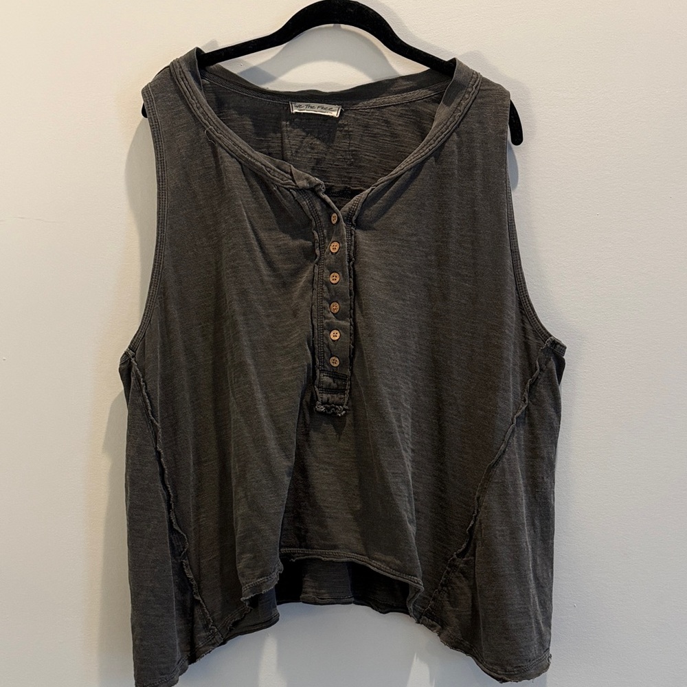 BOHO We The Free •FREE PEOPLE• black button up  tank